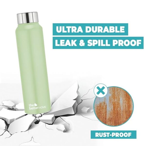 The Better Home 304 Stainless Steel Water Bottle 1 Litre | Water Bottle For Office Home | (Green - 1 Pcs) - Image 4