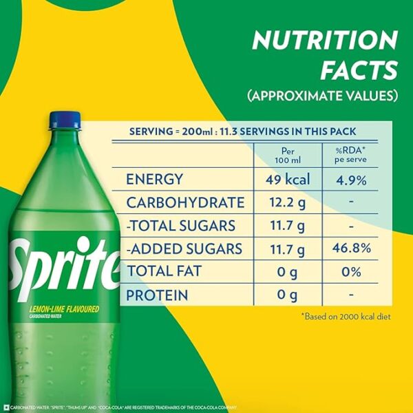 Sprite Lemon-Lime Flavoured Cold Drink | Refreshing Taste | Clear Soft Drink with No Added Colours, 2.25 L - Image 3