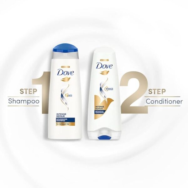 Dove Intense Repair Shampoo 1 L, Repairs Dry and Damaged Hair, Strengthening for Smooth & Strong Hair -Men & Women - Image 2