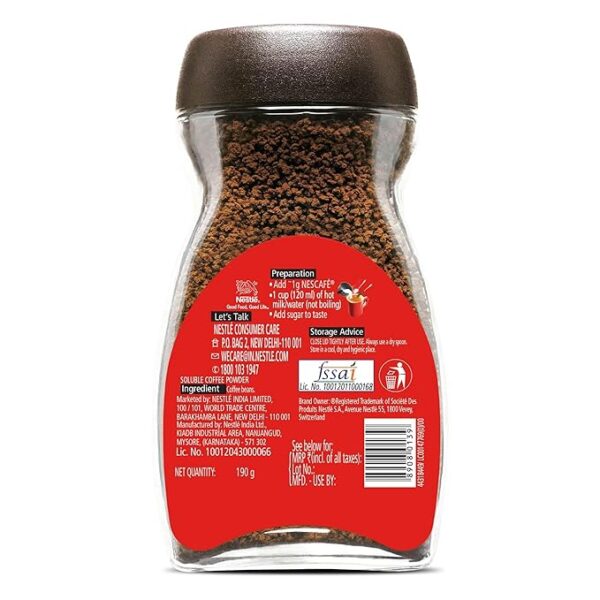 NESCAFE Classic Instant Coffee Powder |Roasted Coffee Beans | 100% Pure Coffee | 190g - Image 4