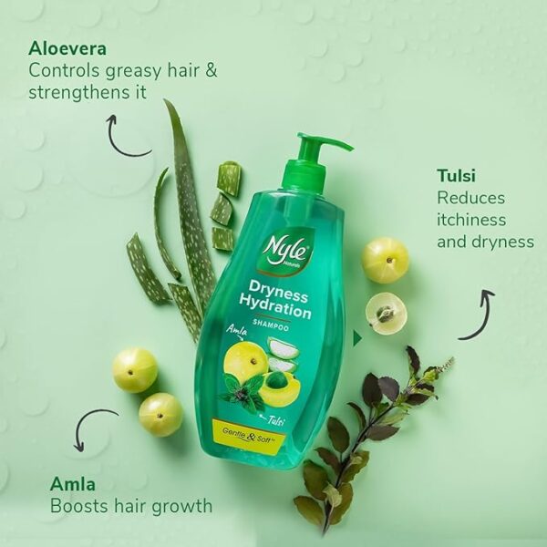 Nyle Naturals Dryness Hydration Shampoo| For Dry & Frizz Free Hair | With Tulsi, Amla and Aloe Vera| 400ml - Image 4