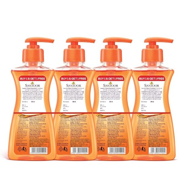 Santoor Classic Gentle Hand Wash Pump with Natural Goodness of Sandalwood Sigle Peice-200ml - Image 5