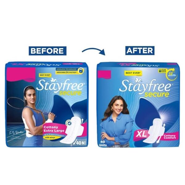 Stayfree Secure xl | 40 Pads | Cottony Soft Sanitary Pads for Women |Up to 12 Hours of Protection - Image 5