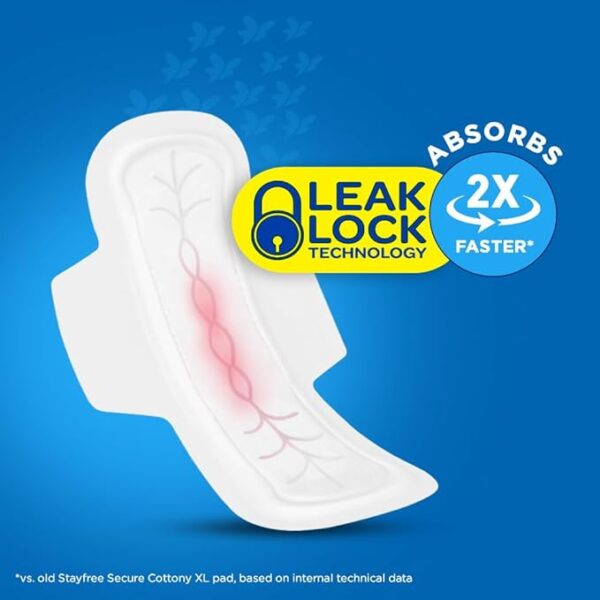 Stayfree Secure xl | 40 Pads | Cottony Soft Sanitary Pads for Women |Up to 12 Hours of Protection - Image 3