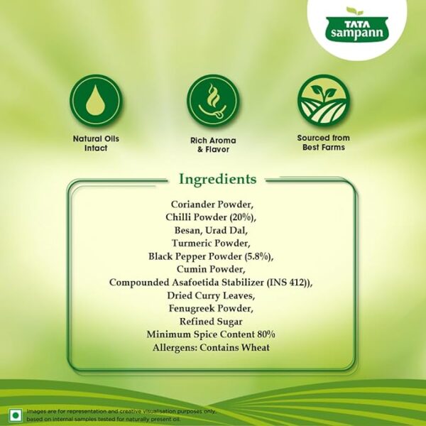 Tata Sampann Sambar Masala Powder, సాంబార్ మసాలా పౌడర్,with Natural Oils, 45g,With Rich Aroma & Flavour - Image 3
