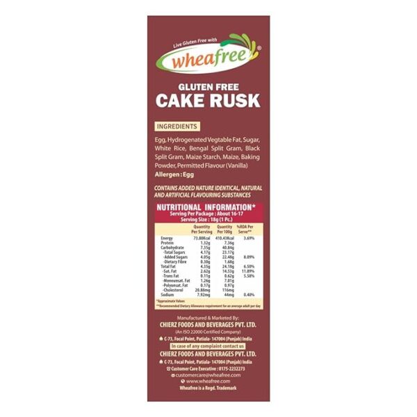 Wheafree Gluten Free Cake Rusk (300 Grams) Non-Veg | Tasty, Crunchy and Crispy | 100% Wholesome Ingredients - Image 4